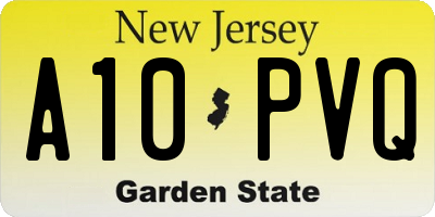 NJ license plate A10PVQ