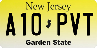 NJ license plate A10PVT