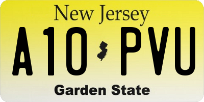 NJ license plate A10PVU