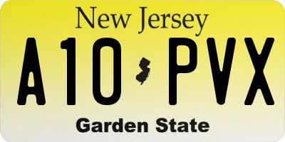 NJ license plate A10PVX