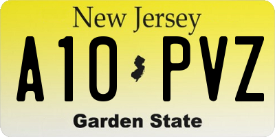 NJ license plate A10PVZ