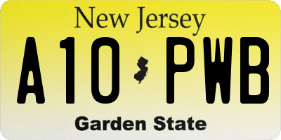 NJ license plate A10PWB