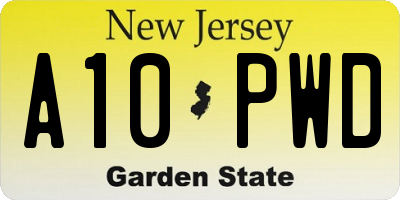 NJ license plate A10PWD