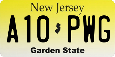 NJ license plate A10PWG