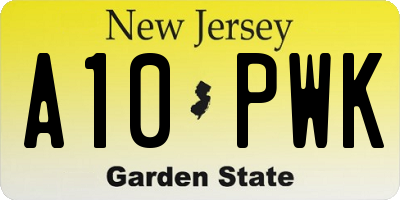 NJ license plate A10PWK