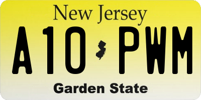 NJ license plate A10PWM