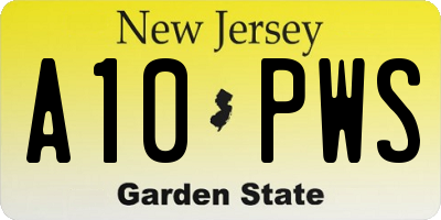 NJ license plate A10PWS