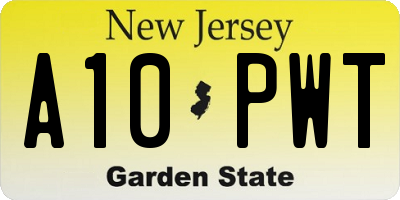 NJ license plate A10PWT