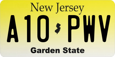 NJ license plate A10PWV