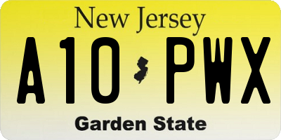 NJ license plate A10PWX