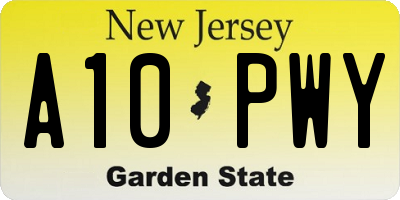 NJ license plate A10PWY