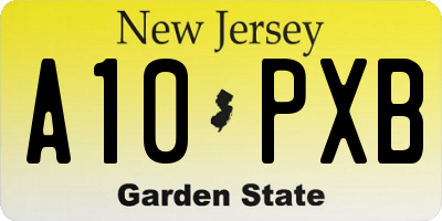 NJ license plate A10PXB