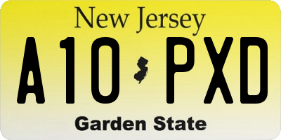 NJ license plate A10PXD