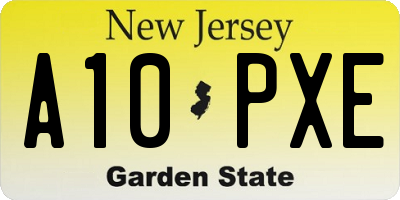 NJ license plate A10PXE