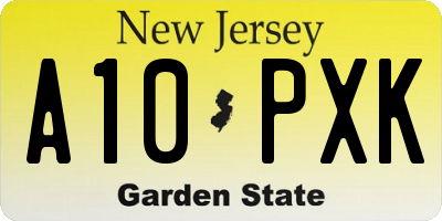 NJ license plate A10PXK