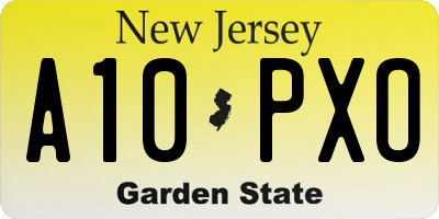 NJ license plate A10PXO