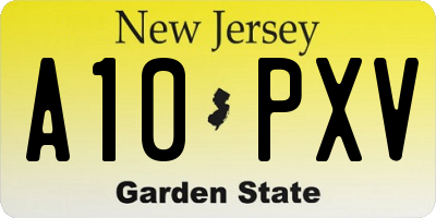 NJ license plate A10PXV