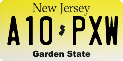 NJ license plate A10PXW