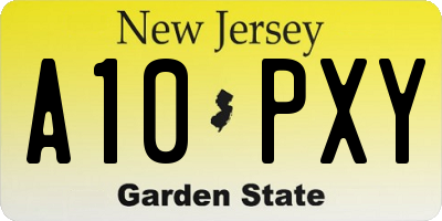 NJ license plate A10PXY