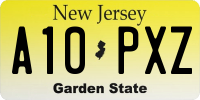 NJ license plate A10PXZ