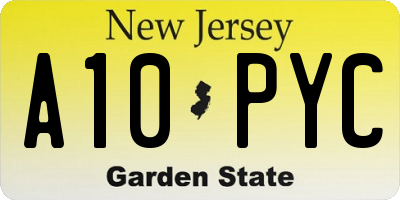 NJ license plate A10PYC