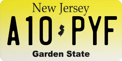 NJ license plate A10PYF