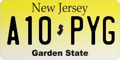NJ license plate A10PYG