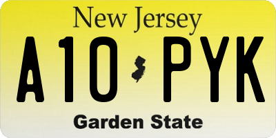 NJ license plate A10PYK