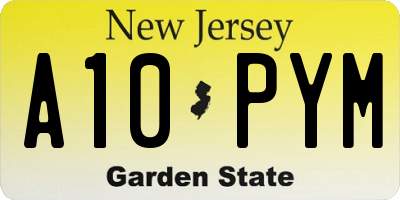 NJ license plate A10PYM