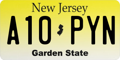 NJ license plate A10PYN