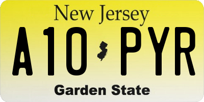 NJ license plate A10PYR