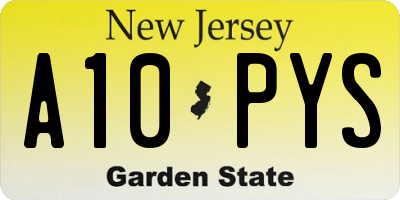 NJ license plate A10PYS