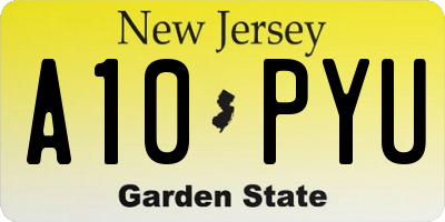 NJ license plate A10PYU