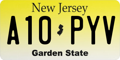 NJ license plate A10PYV