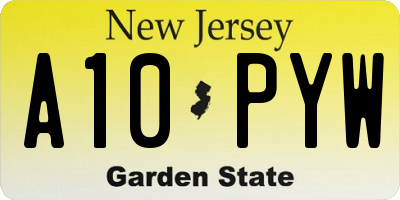 NJ license plate A10PYW