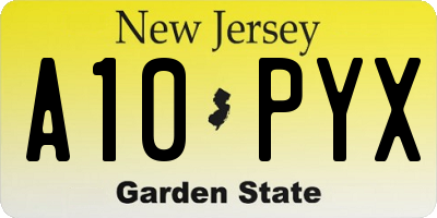 NJ license plate A10PYX