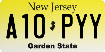 NJ license plate A10PYY