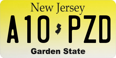 NJ license plate A10PZD