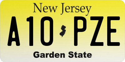 NJ license plate A10PZE