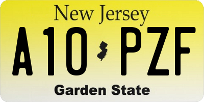 NJ license plate A10PZF