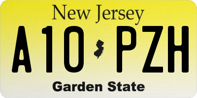 NJ license plate A10PZH