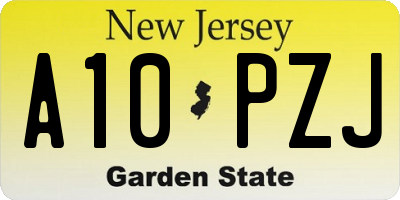 NJ license plate A10PZJ