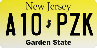 NJ license plate A10PZK