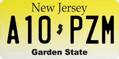 NJ license plate A10PZM