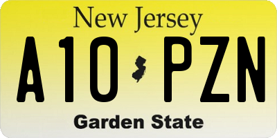 NJ license plate A10PZN