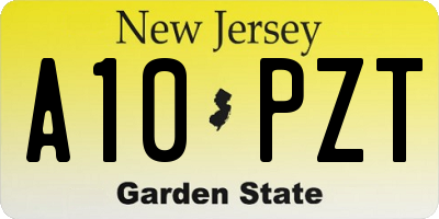 NJ license plate A10PZT