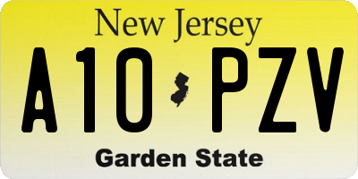 NJ license plate A10PZV