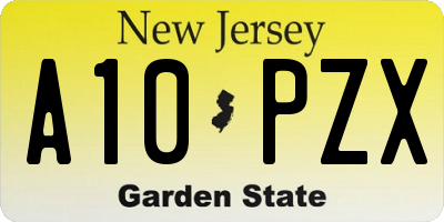 NJ license plate A10PZX