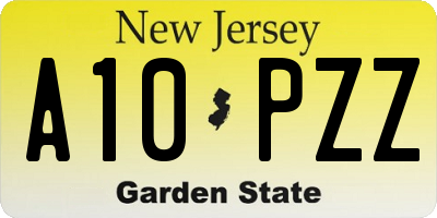 NJ license plate A10PZZ