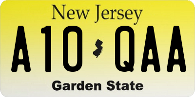 NJ license plate A10QAA